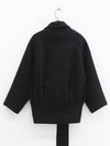 OUDE WAAG Fall/Winter 2025 Teddy/Wool Patchwork Oversized Coat OW-OW-25AW-CT08W1BL900-HEI Black (OW-25AW-CT07)